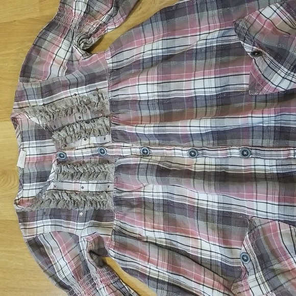 Next pink metallic button down blouse girls size 10 years - Picture 3 of 7